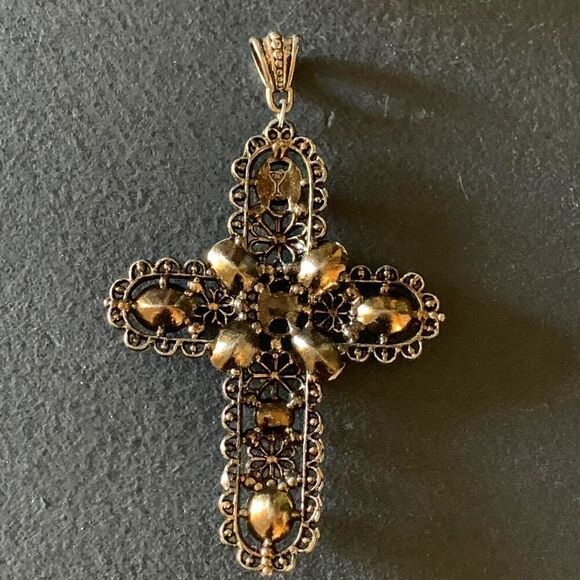 Gorgeous Religious Chalice Cross, in Silver tone, Vintage, Stamped - Picture 4 of 4